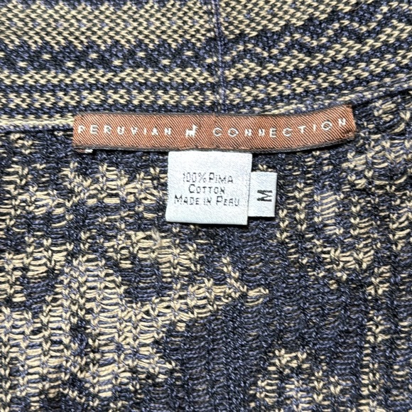 Peruvian Connection Floral Vines Print Knit Cardigan Women's size M Pima Cotton - Picture 5 of 7